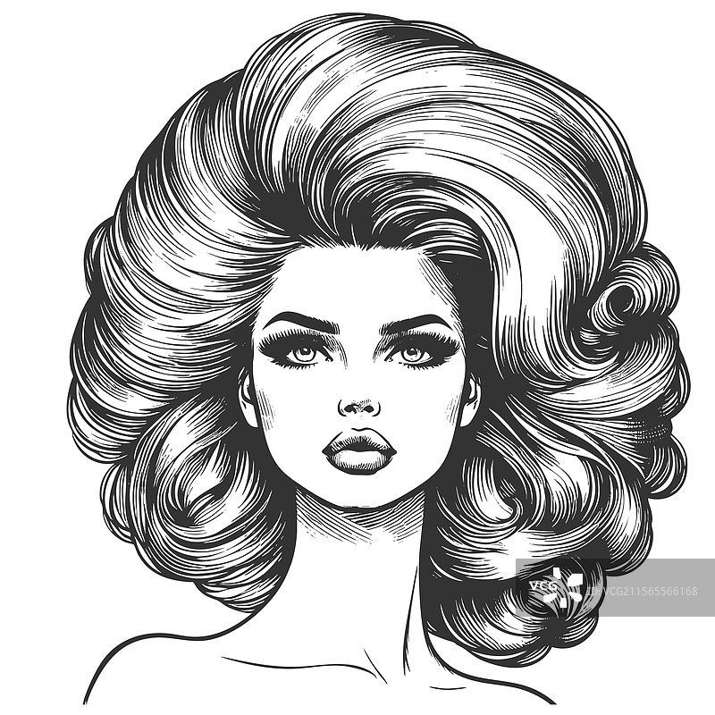 头发夸张丰盈的女性图片素材