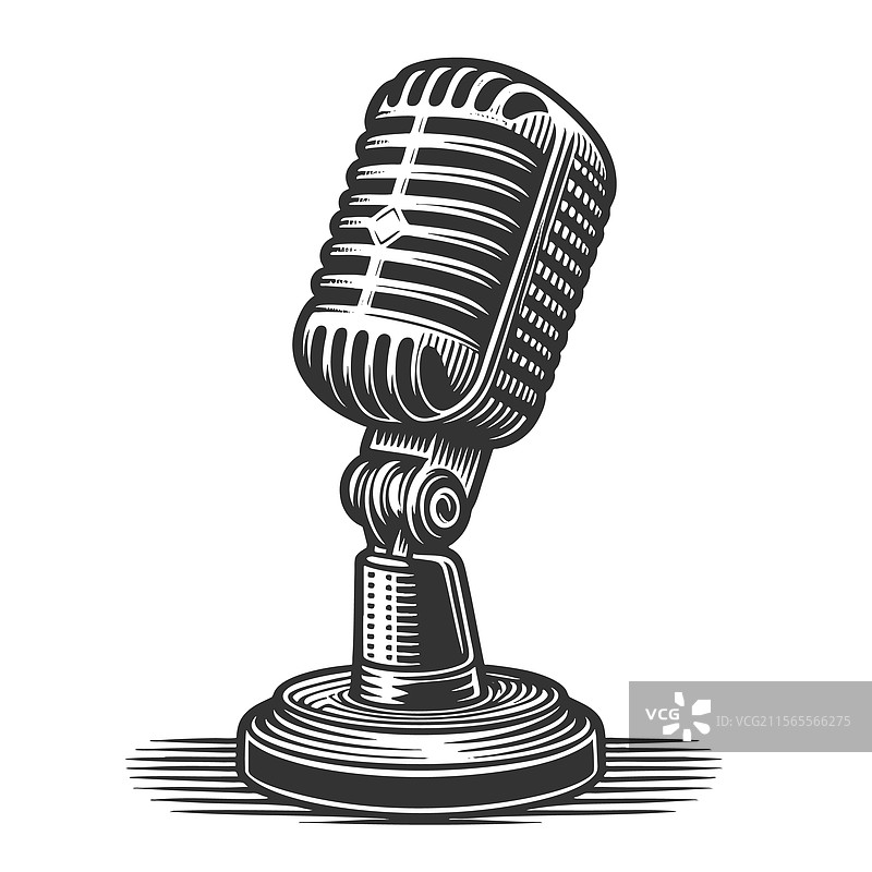复古麦克风雕刻图片素材