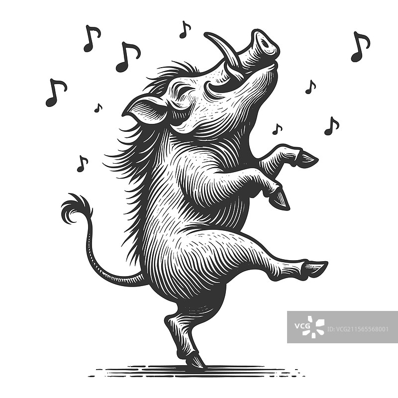 疣猪跳舞的雕刻图片素材