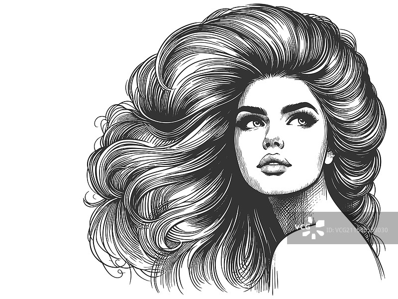 头发夸张丰盈的女性图片素材