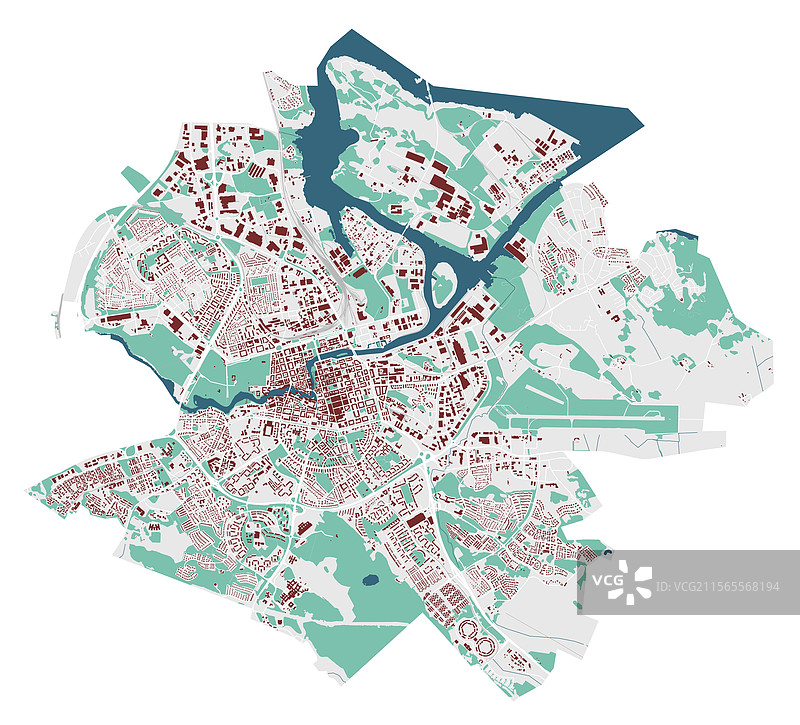 瑞典诺尔雪平的详细城市地图图片素材