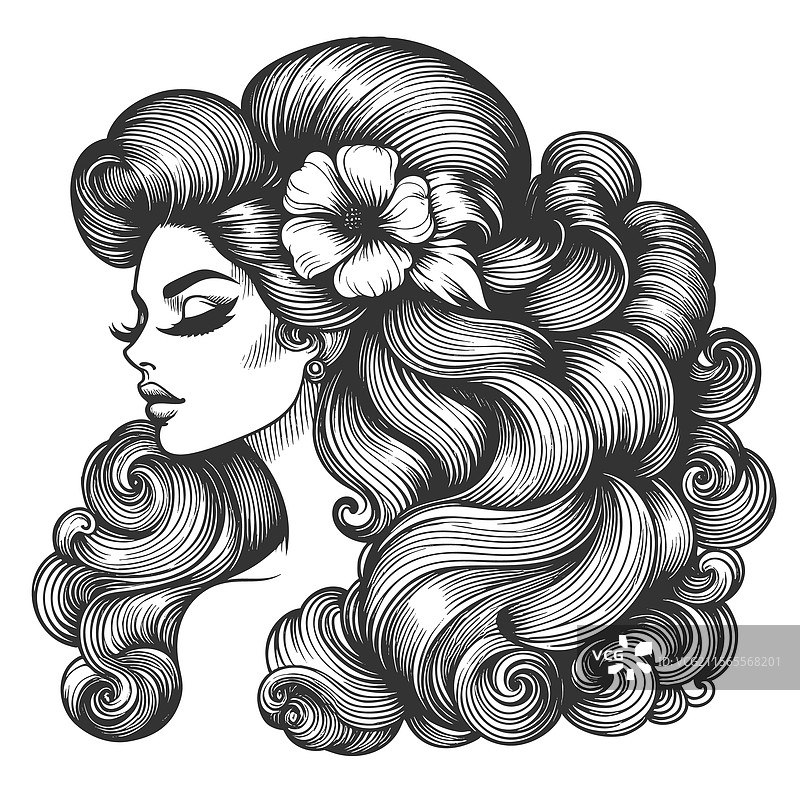 头发夸张丰盈的女性图片素材