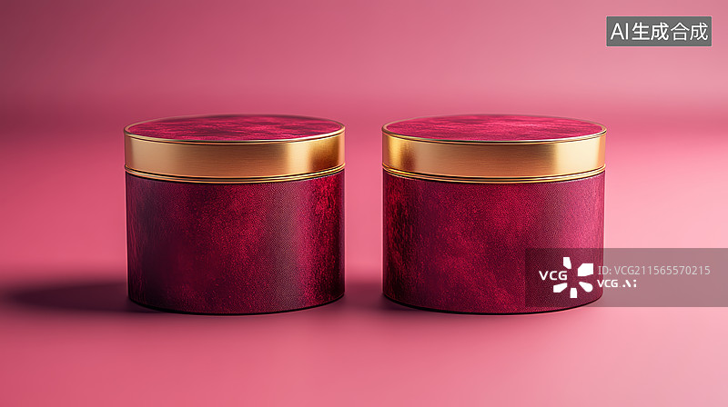 【AI数字艺术】红罐金盖浅粉背景之景图片素材