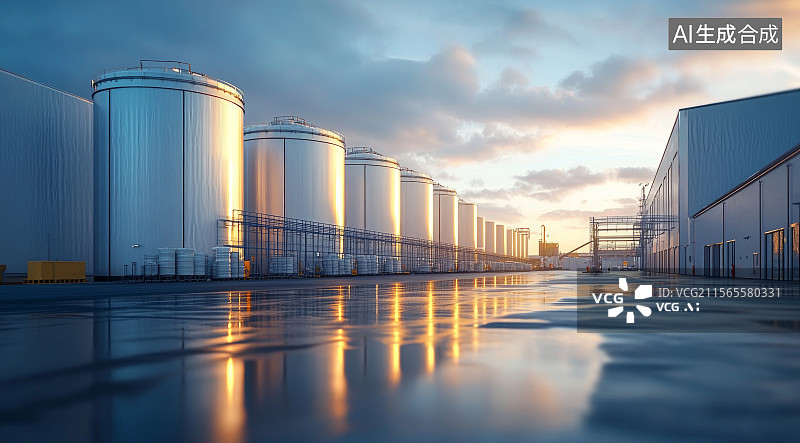 【AI数字艺术】工业工厂全景图片素材
