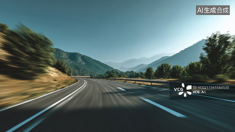【AI数字艺术】山区公路，汽车广告背景，公路图片素材
