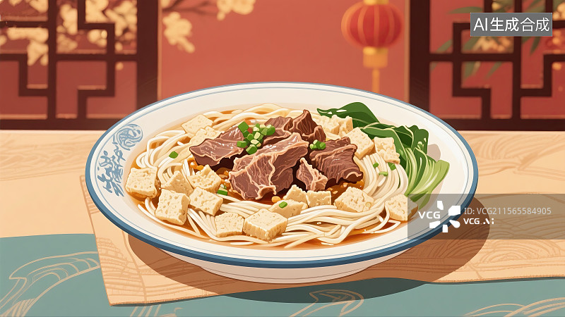 【AI数字艺术】中华美食，面条，羊肉泡馍，肉，美味图片素材