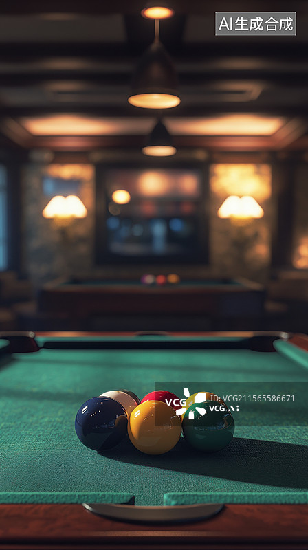 【AI数字艺术】台球厅的台球图片素材
