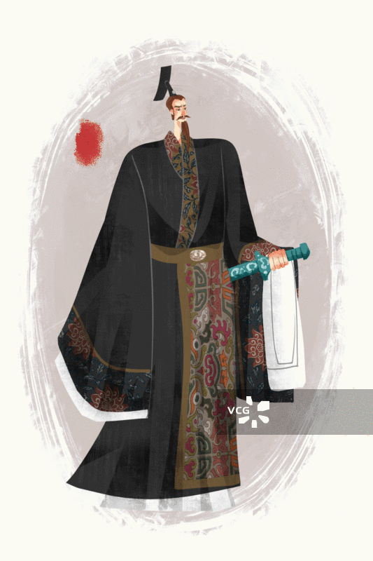 历史名人齐桓公插画GIF动图图片素材