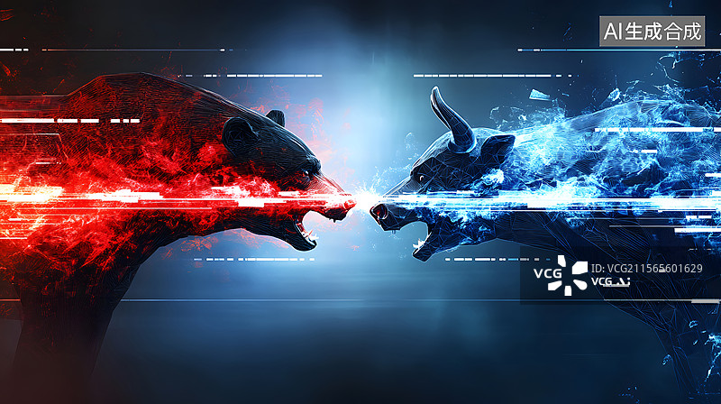 【AI数字艺术】一只熊和一头牛相互撕咬图片素材