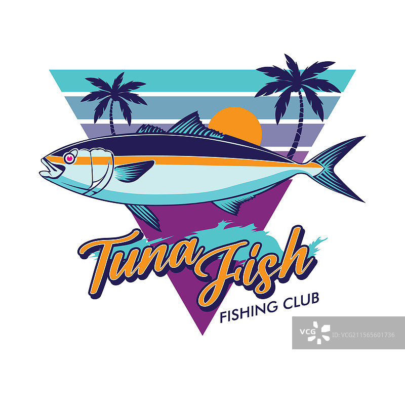 蓝色金枪鱼鱼的流行色彩设计图片素材