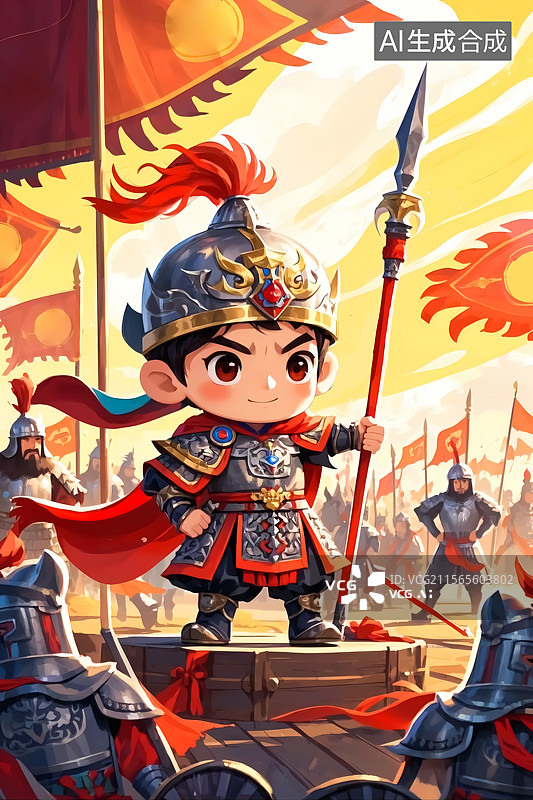 【AI数字艺术】古代战士国潮插画图片素材