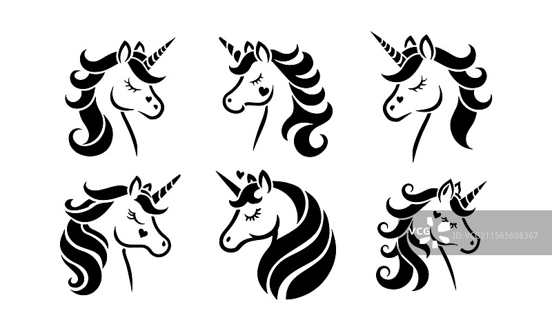 极简主义马头标志集图片素材