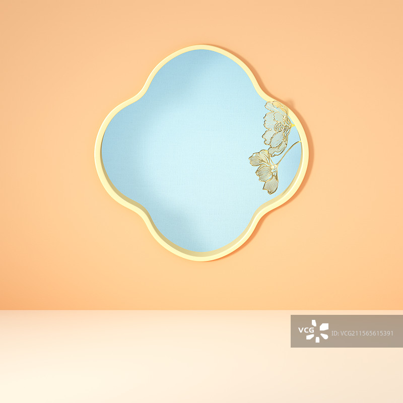 有梅花形镂空的古典墙面空间图片素材