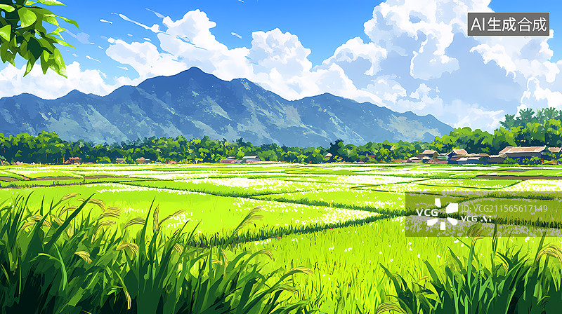 【AI数字艺术】宁静的日本乡村田园风光图片素材
