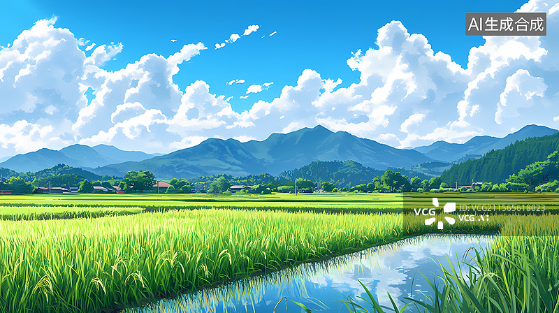 【AI数字艺术】宁静的日本乡村田园风光图片素材