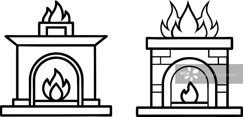 壁炉的黑白照片图片素材