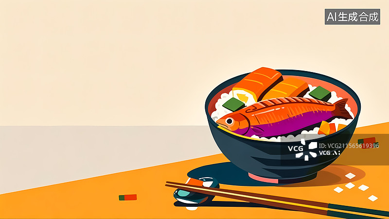 【AI数字艺术】日式鳗鱼饭美食插画图片素材