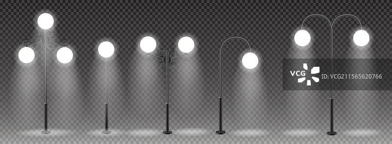 现代与复古的3D城市街灯图片素材