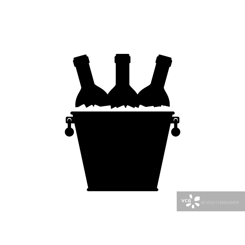 金属桶中的酒瓶图标图片素材