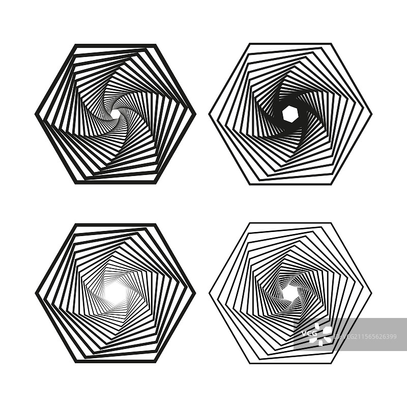 六边形螺旋形状几何漩涡符号图片素材