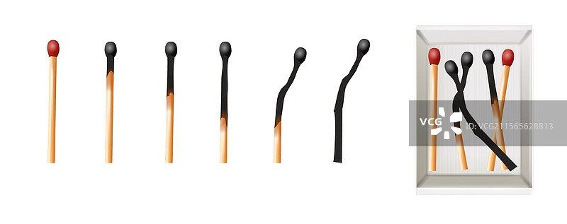 空的火柴盒包装，上面放着火柴棒图片素材