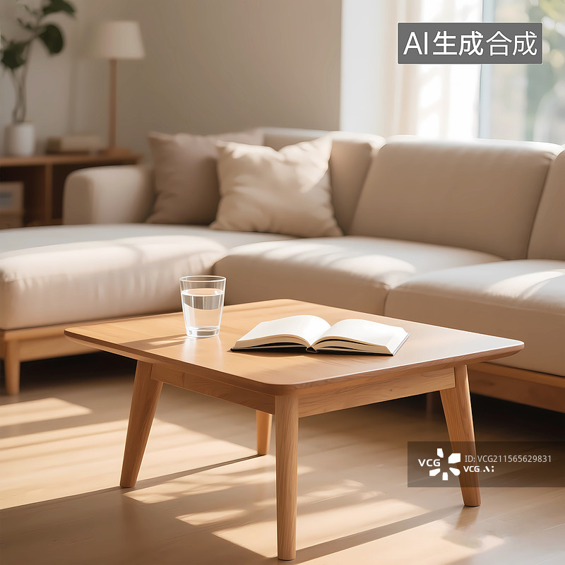 【AI数字艺术】吻戏客厅角落木桌茶几桌面特写图片素材