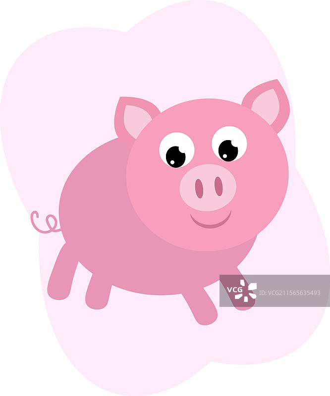 一只可爱的粉色小猪在白色背景上图片素材