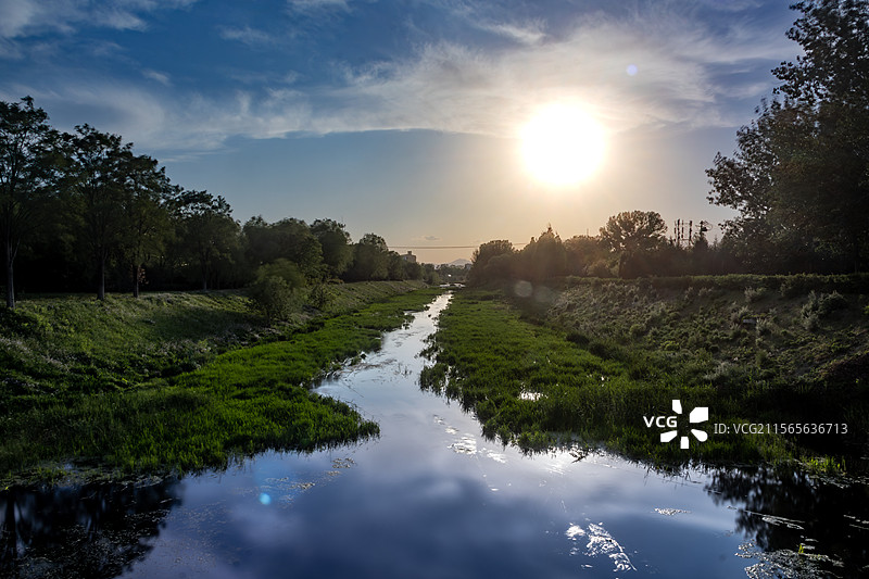 北京大兴新凤河观音寺街道河段图片素材