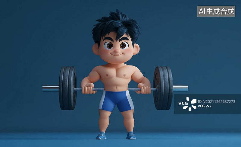 【AI数字艺术】健美小人举重瞬间图片素材