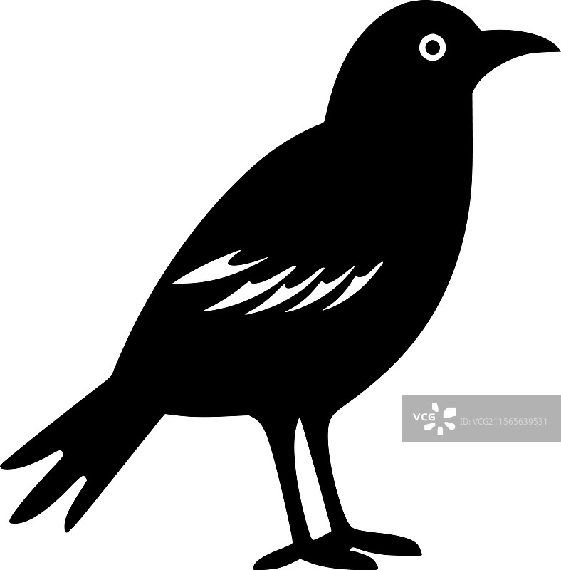 乌鸦 - 极简风格的平面logo图片素材