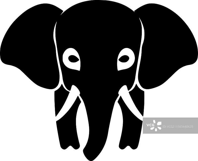 大象 - 极简风格的平面标志图片素材