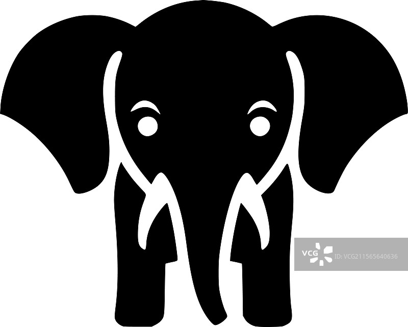 大象 - 黑白孤立图标图片素材