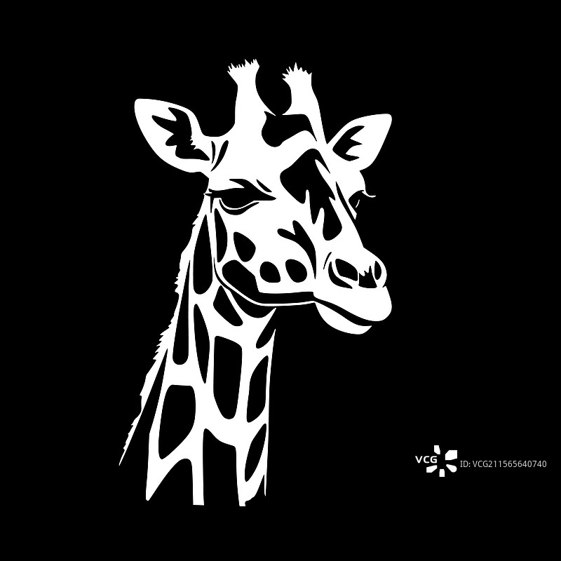 长颈鹿 - 黑白孤立图标图片素材