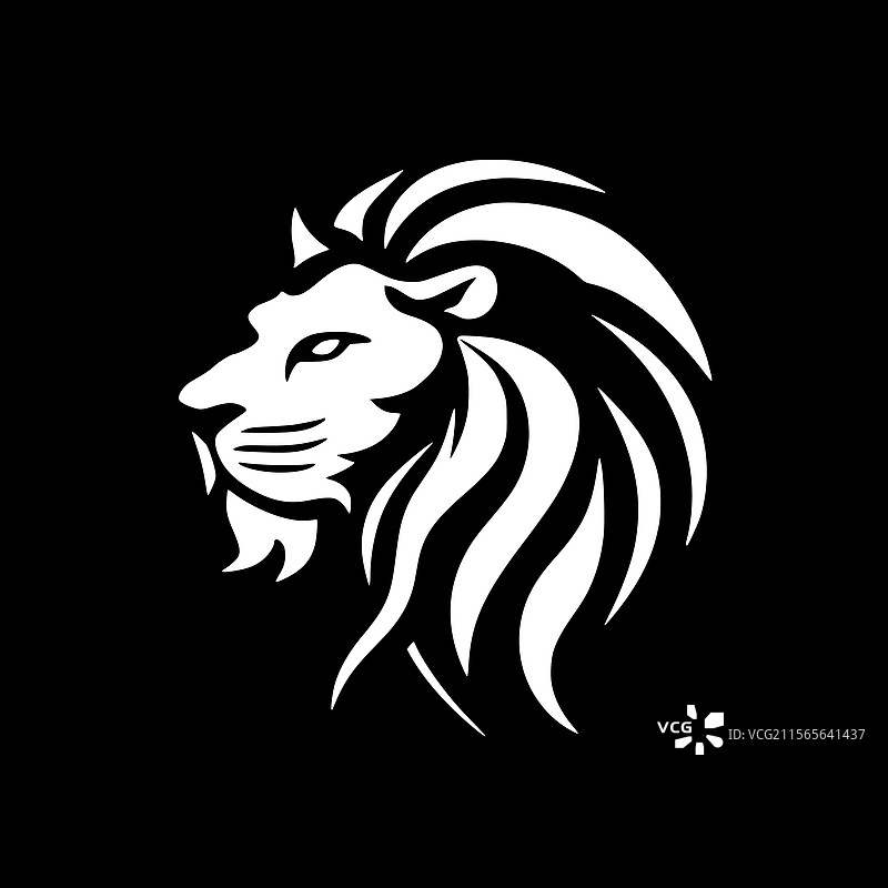 狮子 - 黑白色图片素材