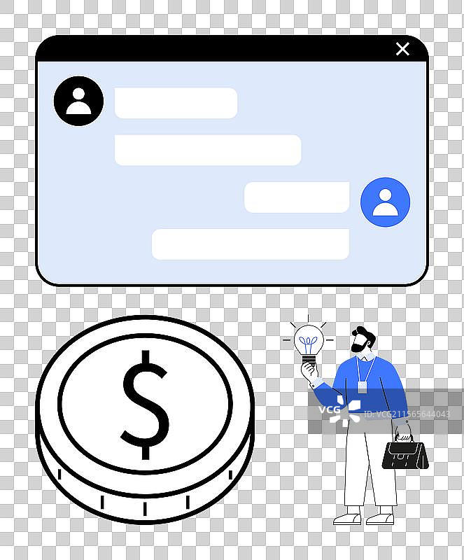 企业家通过聊天界面展示创意图片素材