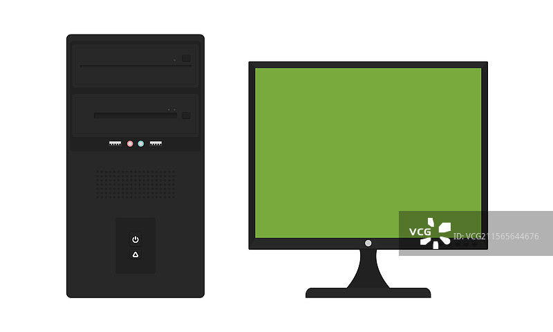 经典桌面电脑设置与显示器图片素材