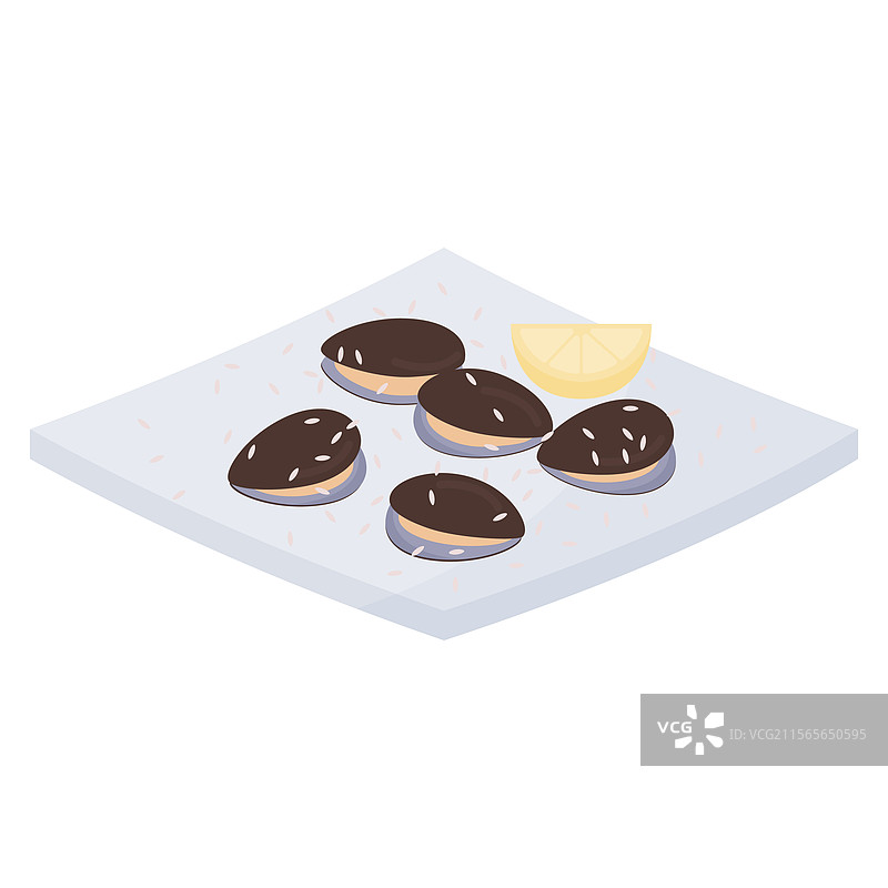 装有贻贝的盘子图片素材