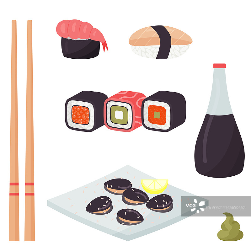 寿司套餐和筷子图片素材