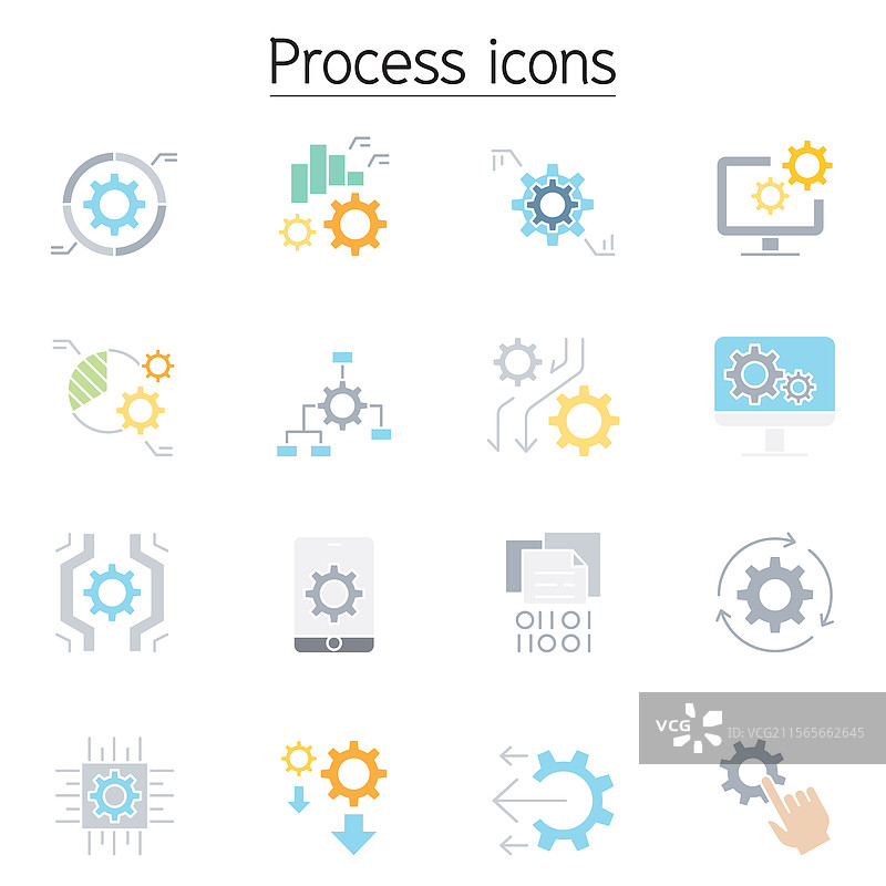 平面色彩风格的处理图标集图片素材