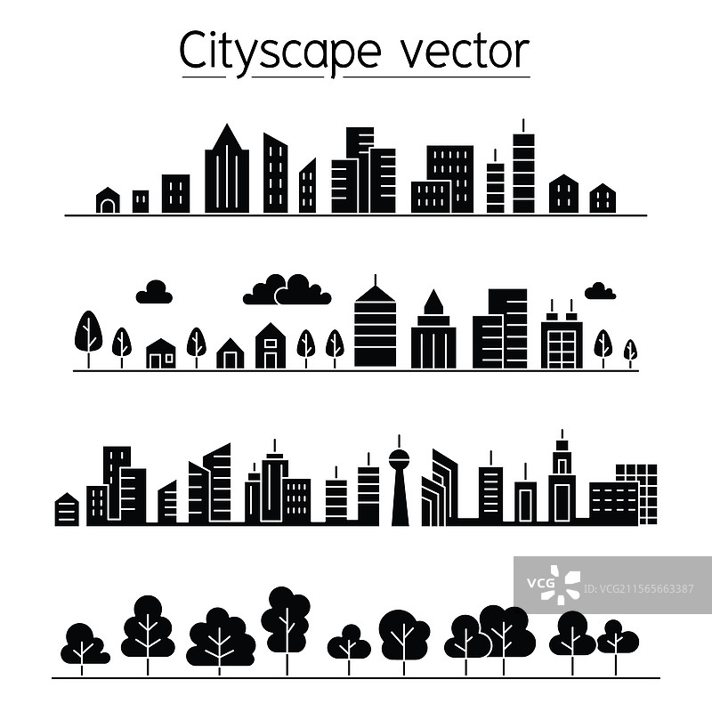 城市景观图形设计，采用象形风格图片素材