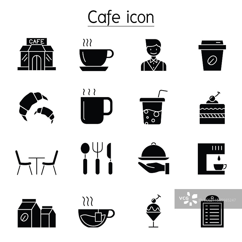 咖啡店图标集（图形风格）图片素材