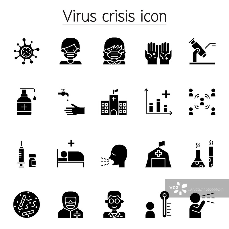冠状病毒 COVID-19 图标集图片素材