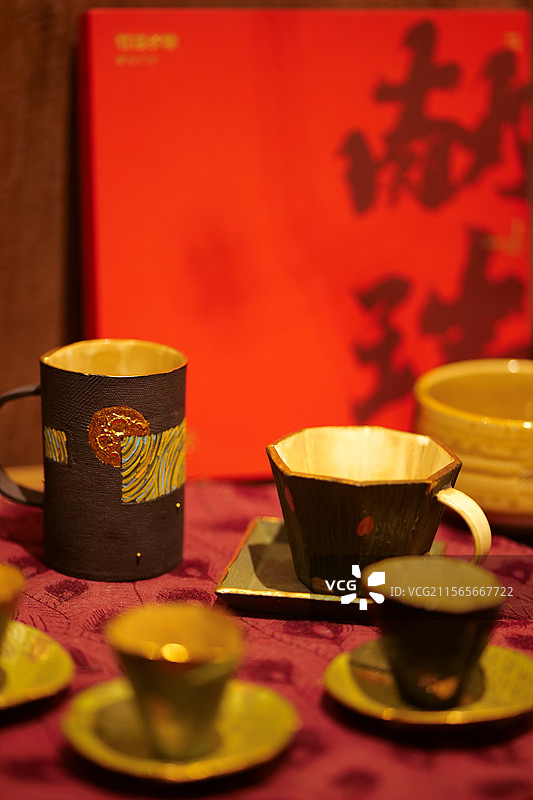 中式传统花窗文化文艺风灯笼装饰清新茶杯装饰图片素材