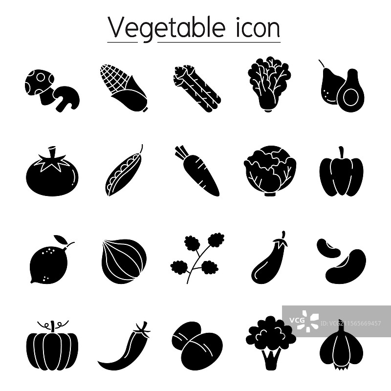 蔬菜图标集（图形风格）图片素材