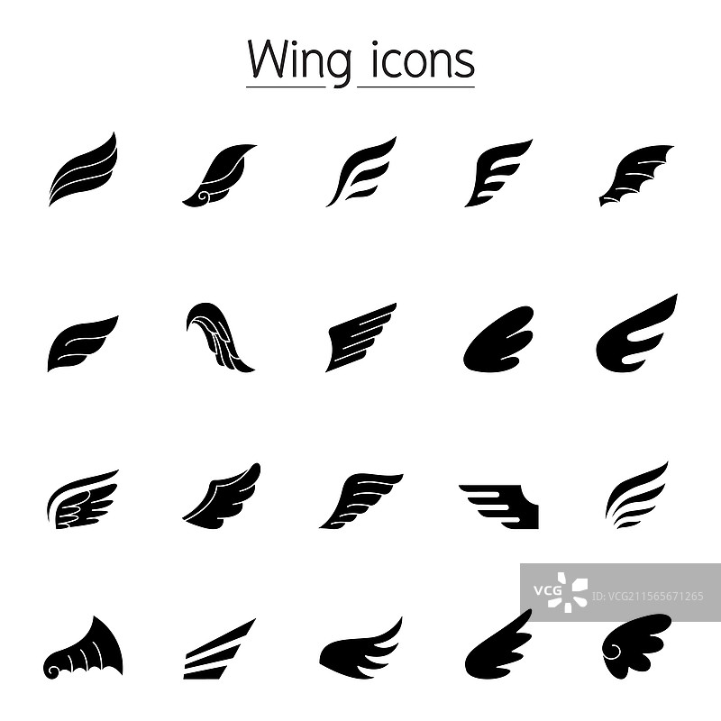 翼图标集，采用图形风格图片素材