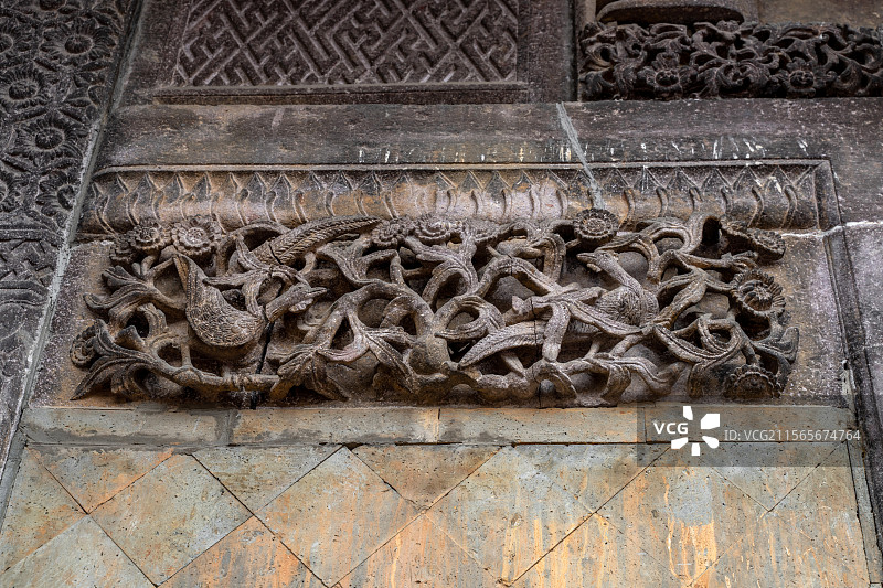 福建省泰宁古城尚书第门口的雕刻艺术图片素材