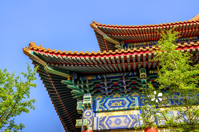 天津玉佛禅寺(千尊玉佛寺)古建筑局部图片素材