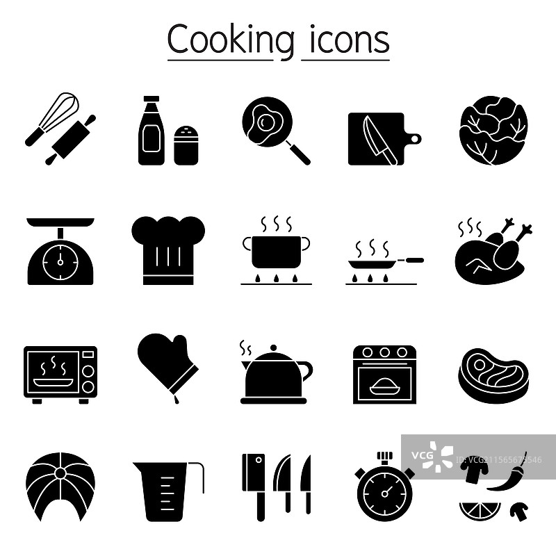 烹饪图标集（字形风格）图片素材