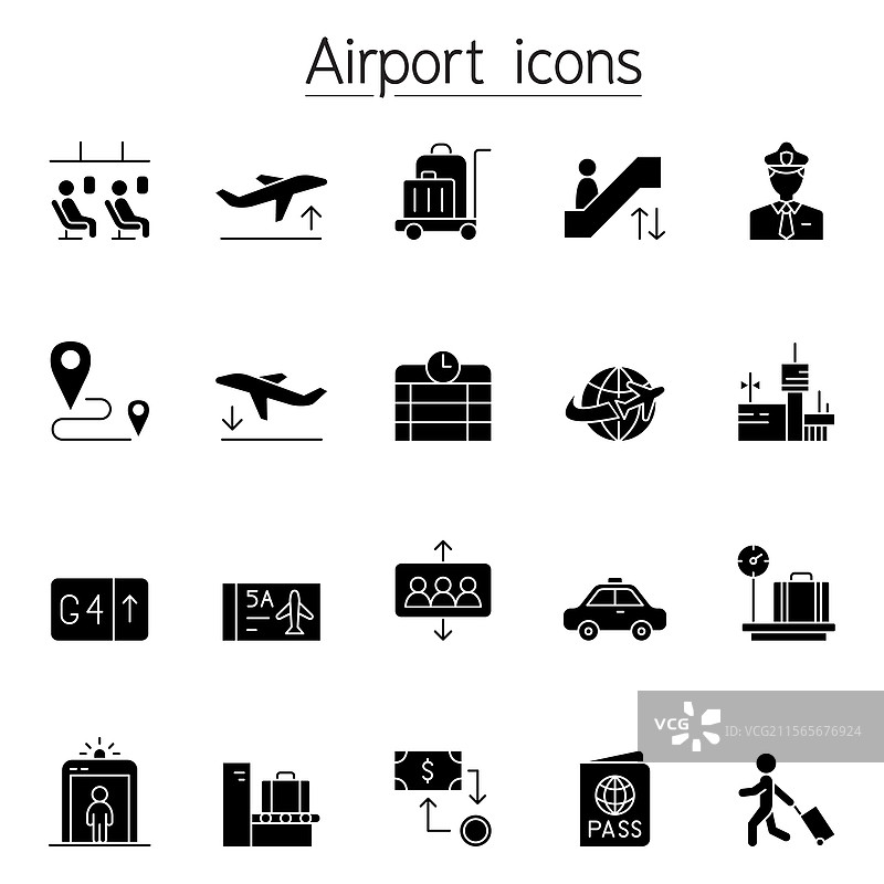 机场图标集（图形风格）图片素材