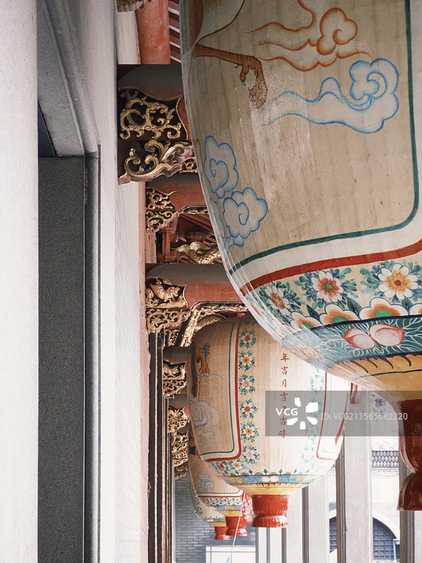 佛山祖庙大门灯笼侧面局部特写图片素材